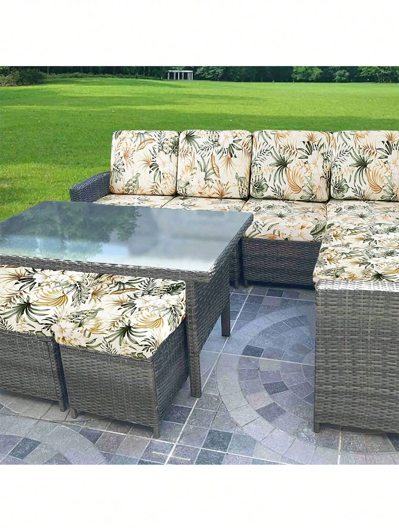 Outdoor Tropical Print Sofa Cushion Cover Image 2