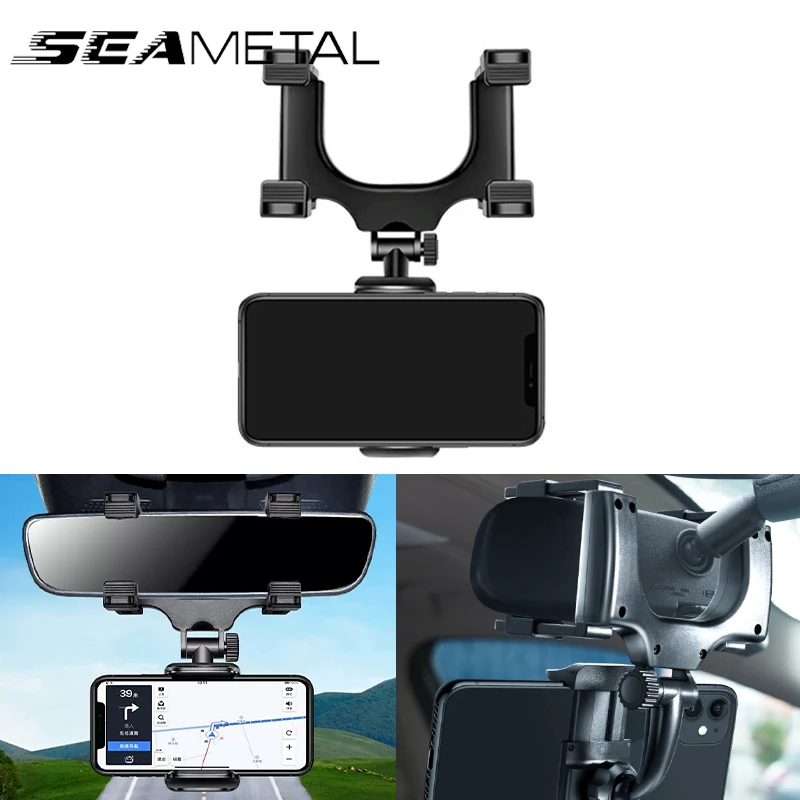 SEAMETAL Universal Rotatable Car Phone Holder Multifunction Rearview