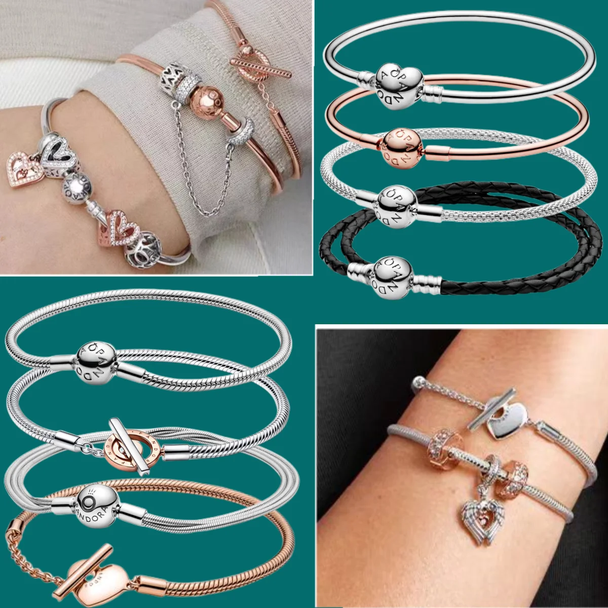

Hot selling 100% 925 sterling silver snake chain bracelet suitable for original Pandora beaded DIY designer feminine charm gifts