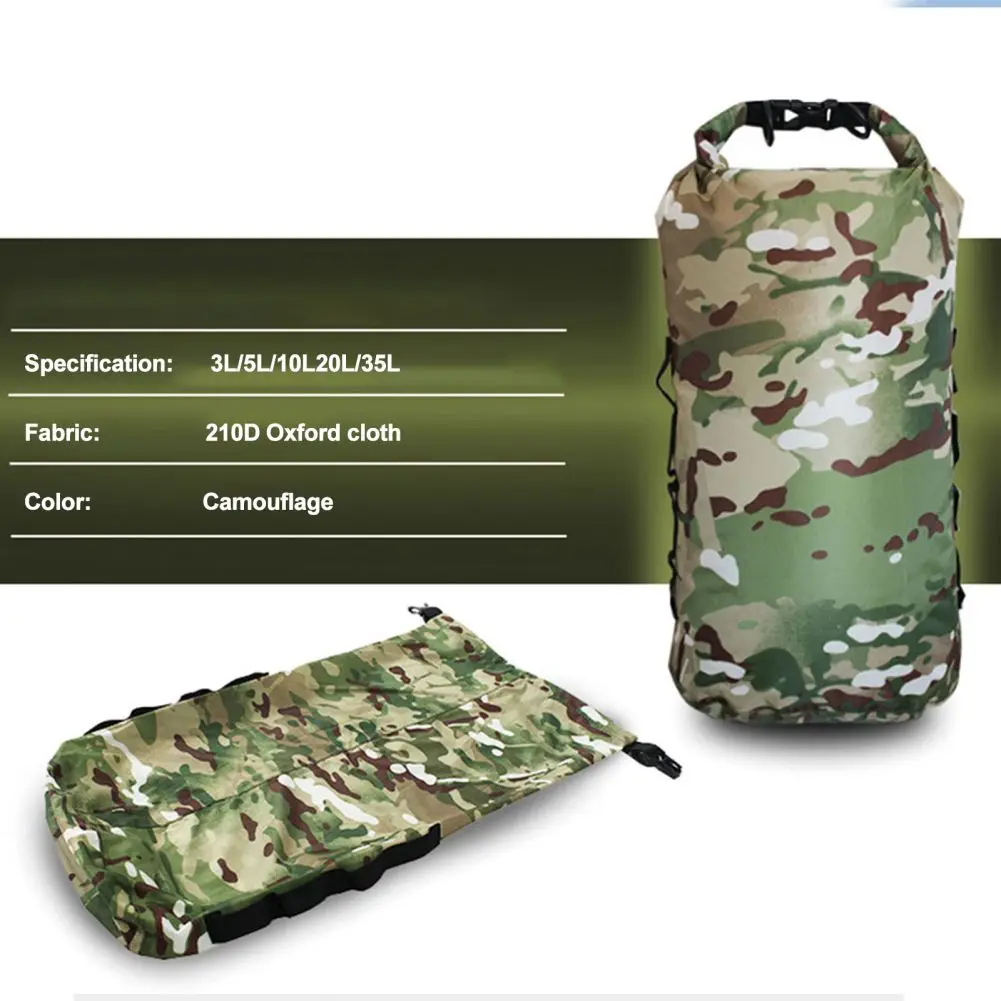 Camouflage Waterproof Backpack Portable Outdoor Sport Rafting Bag River Tracing Swiming Bucket Dry Bag 3L 5L 10L 20L 35L