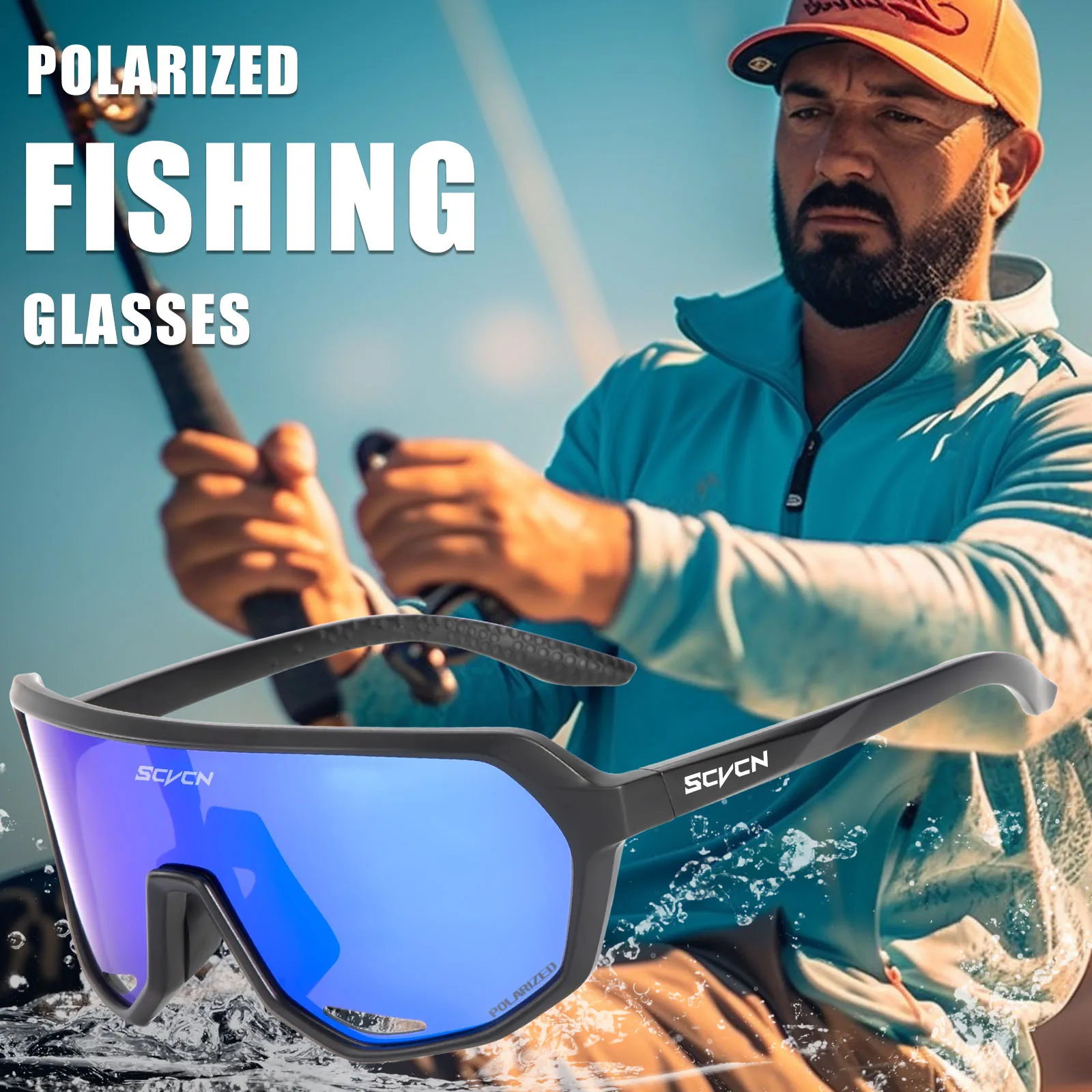 SCVCN Polarized Fishing Sunglasses Men Outdoor Beach Fishing Glasses Sports UV400 Goggles Road Bike Bicycle Cycling Glasses polarized sunglasses fishing sunglasses