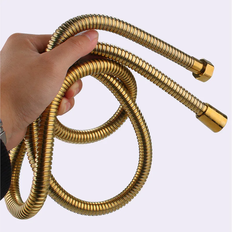 Gold Stainless Steel Flexible Shower Hose Long Bathroom Shower Water Hose Extension Plumbing Pipe Pulling Tube plumbing hose shower hose extender water pipe shower hose plumbing supply hose