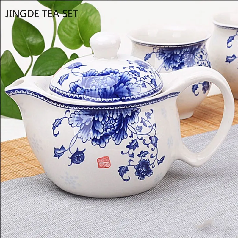 Chinese Ceramic Tea Pot and Cup Set Home Double Layer Anti-scalding Teacup Wedding Tea Set Gifts Tradition Tea Ceremony Supplies