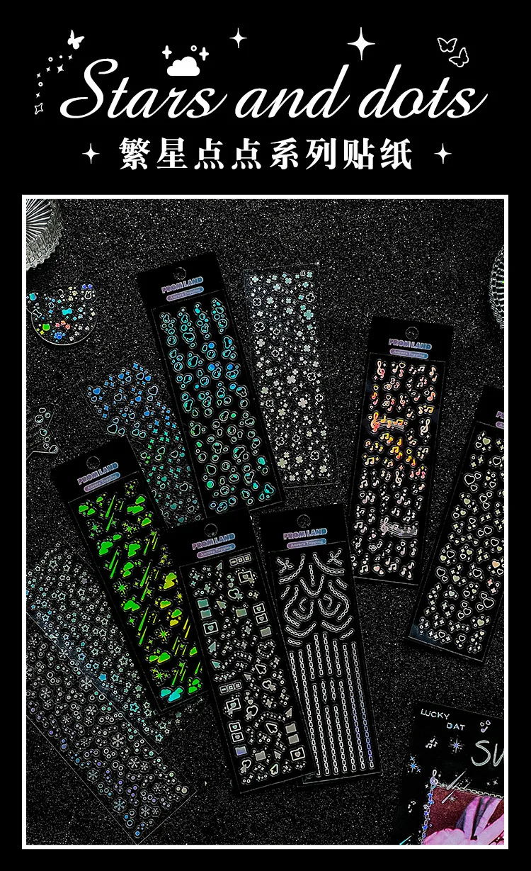 12-teiliges Laser-Aufkleberpaket mit langem Streifen, holografisches Blitzmuster, für Tagebuch, Scrapbooking, DIY-Album, Dekor, wasserdicht und langlebig – Detail 1