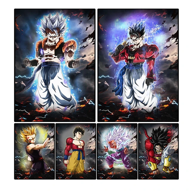 Imagem dos desenhos animados HD de Dragon Ball Z, Super Saiyan, Goku,  Vegeta, Gohan, Trunks, Arte, Pinturas de lona para Quarto, Wall Decor, 4  PCs - AliExpress