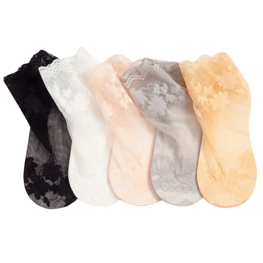 Breathable Boat Socks 2024 Hygroscopic Invisible Lace Socks Low Cut Non-slip Cotton Hosiery Women