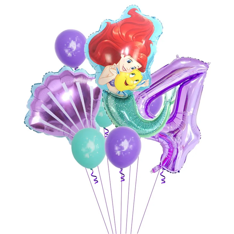 thumbnail image 1 of Decoración para fiesta de cumpleaños de La Sirenita, Princesa Ariel, servilletas de papel, platos, vasos, manteles, globos, suministros para baby shower para niños, 1 of 5