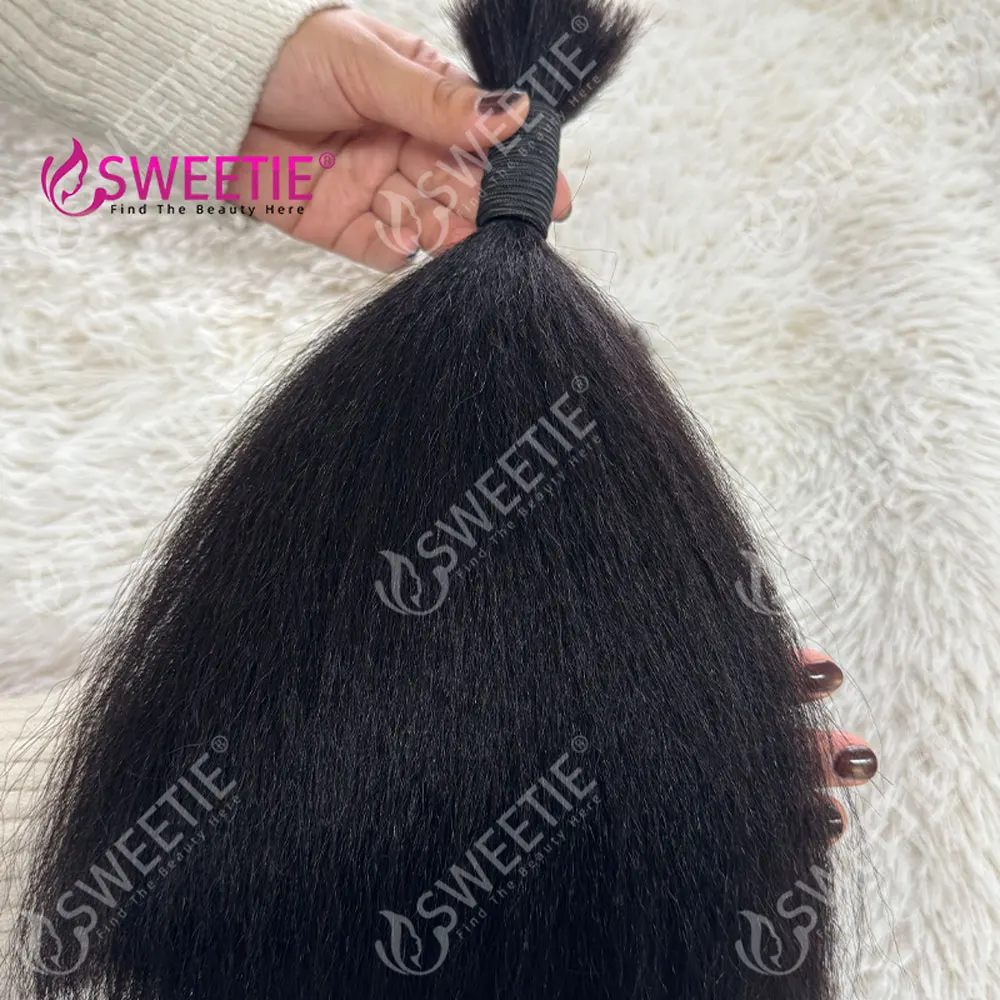 Relaxed Yaki Straight Raw Vietnamese Bulk Bone Straight Bulk And Braiding Hair No Weft Human Hair Bulk Extensions Bundles 4