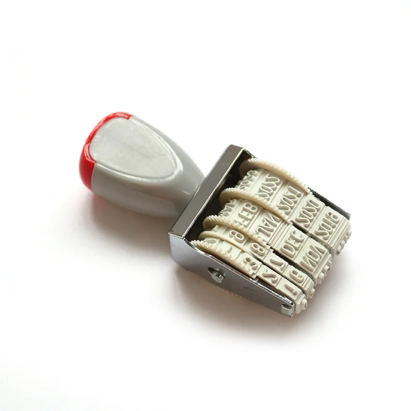 CuteDateStampInSpanishFrenchEnglishPlannerBussinessAdjustableRubberRollerStampInk