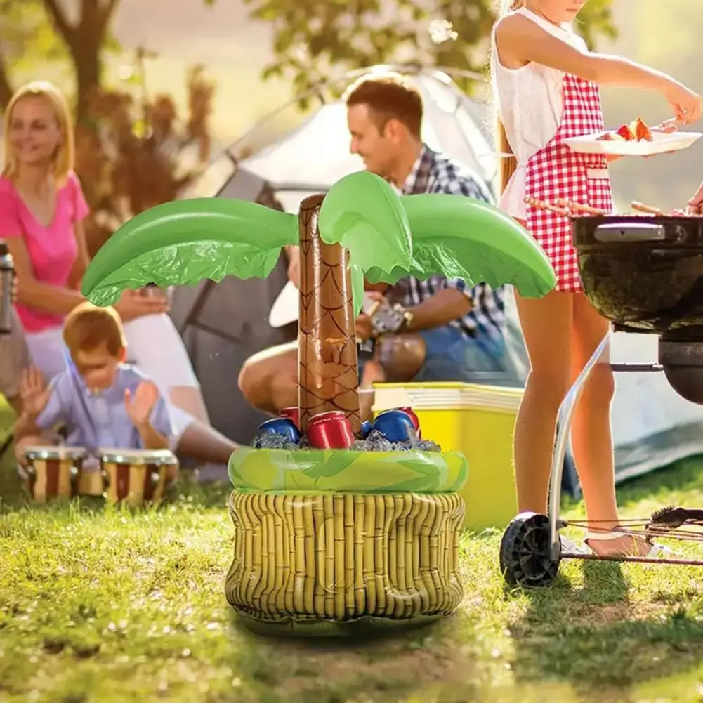 Inflatable Ice Bucket Palm Tree Cactus Cooler Holder Beach Party Ice Bucket Reusable Drink Chiller for Outdoor Picnics Camping