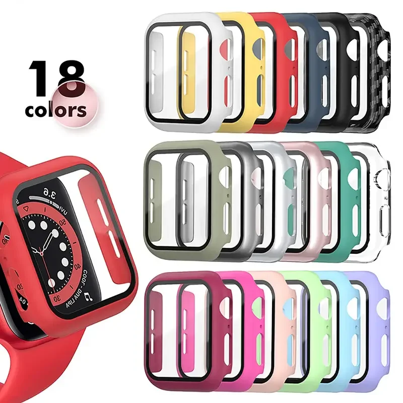 Apple Watch Series 10 Tempered Glass Screen Protector with Matte Hard Case Bumper