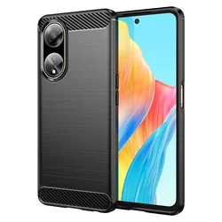 Sleek Carbon Fiber Texture Shockproof Phone Case - Durable TPU Protective Cover for OPPO A38 (Black)
