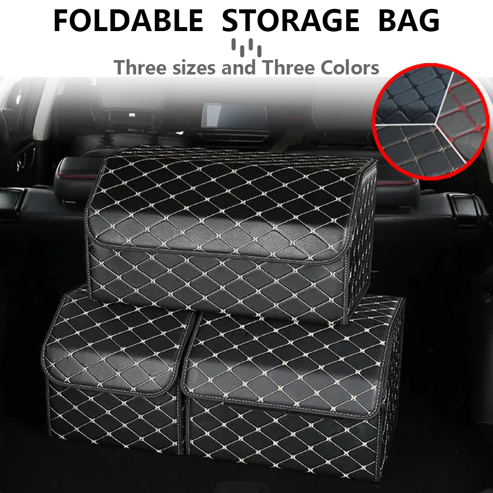 Car trunk storage box Large Capacity Auto Multiuse Tools Organizer Box Stowing Tidying Leather Folding For Emergency Storage Box car trunk organizer,trunk organizer,trunk storage holder,car interior organizer