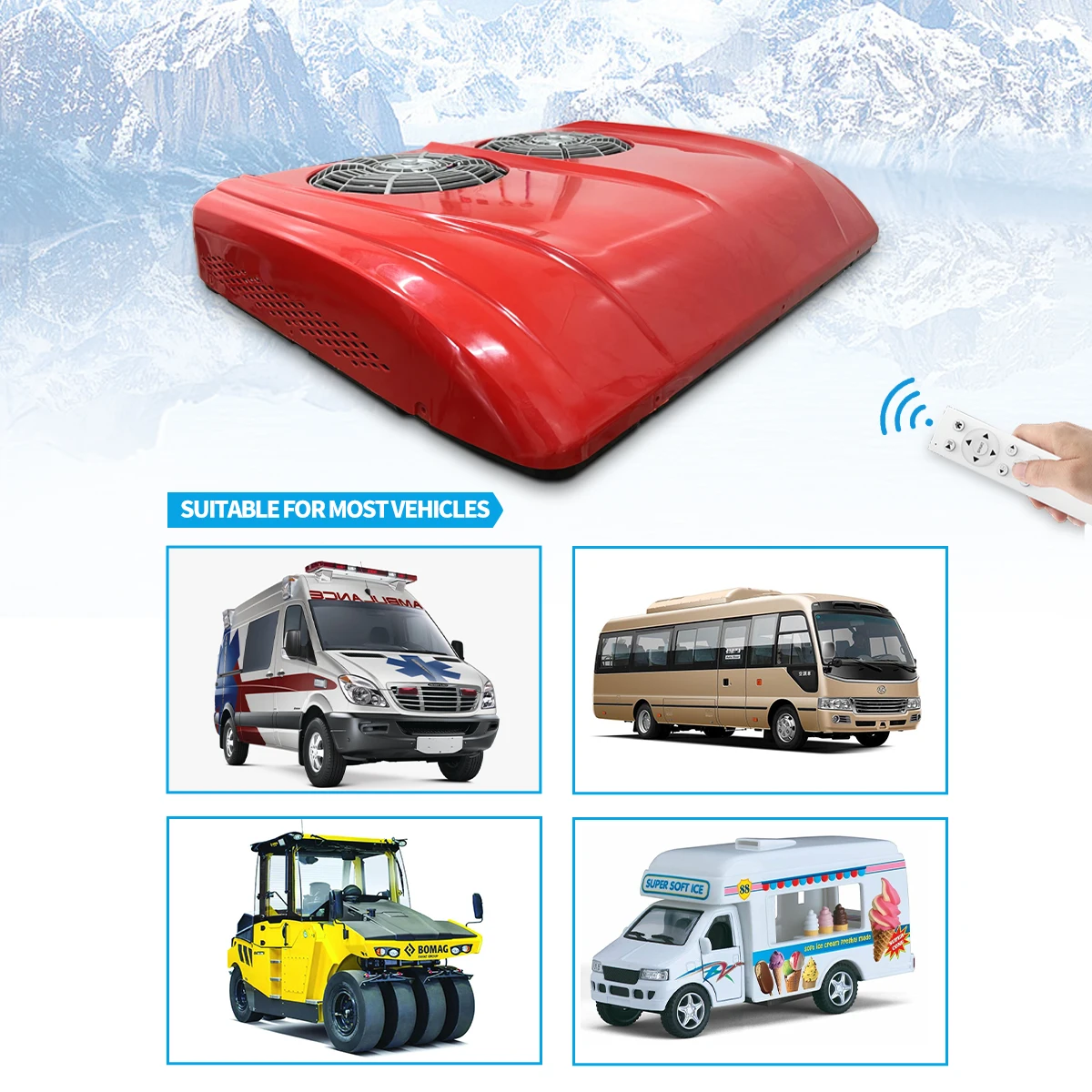 

12000BTU Double brushless fan Electric rv air conditioner roof top Car Air conditioning 12V 24V for Motorhome Truck Camper Van