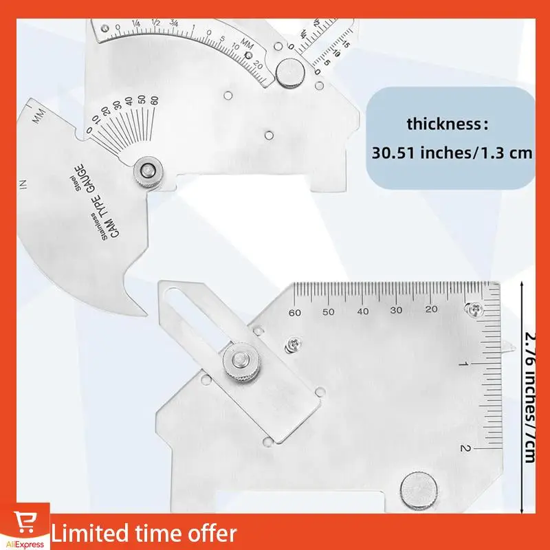 신선한 7피스 필렛 용접 게이지 게이지 세트 단일 용접 게이지 스테인레스 스틸 브리지 캠 게이지 키트