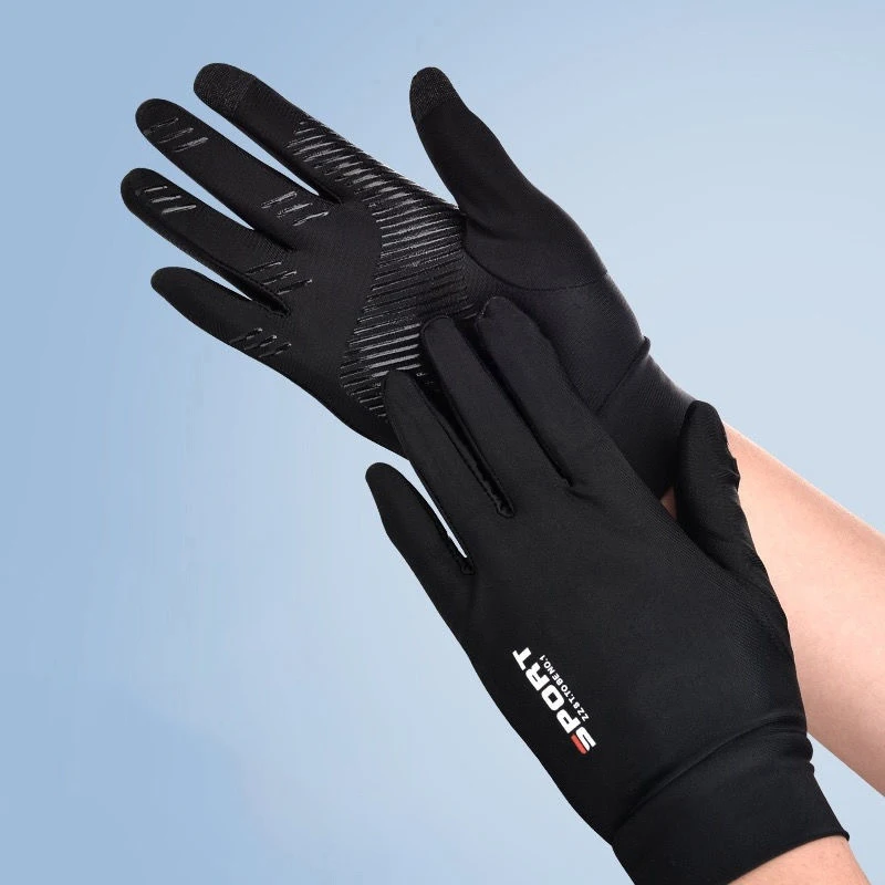 Summer Gloves Men Ice Silk Sun Proction Driving Glove Fishing Gloves Breathable Anti-slip Full Finger Glove Touchscreen