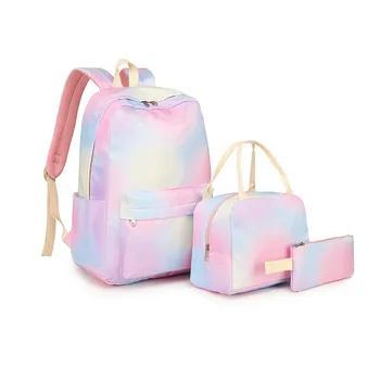3pcs/set Rainbow Printing School Bags Backpacks Schoolbag Fashion Kids Lovely Backpack For Children Girls School bag Student 1