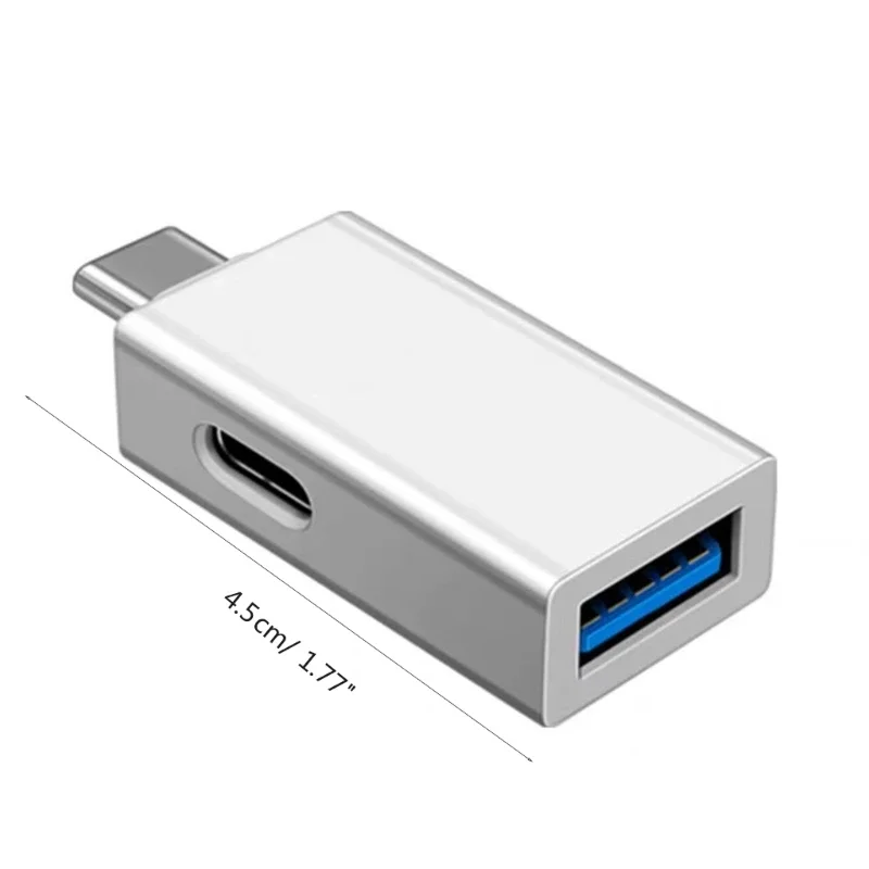 448F 유형 남성-USB 여성 어댑터 OTG 유형 C-USB 변환기(전화 노트북 마우스용 충전 포트 포함)