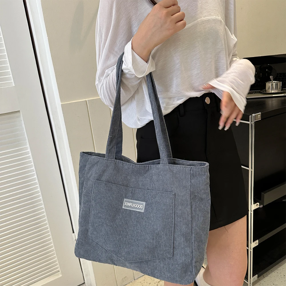 Prite Grand Sac Fourre-tout En Velours Côtelé Pour Fee Avec Fereture