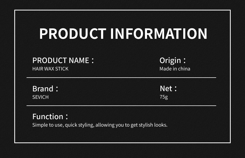 Description Picture 4 of itemSevich 75g Hair Wax Stick Gel Cream Long Strong Lasting Hair Styling Wax Children Men And Women Styling Waxfashion Hair Cream