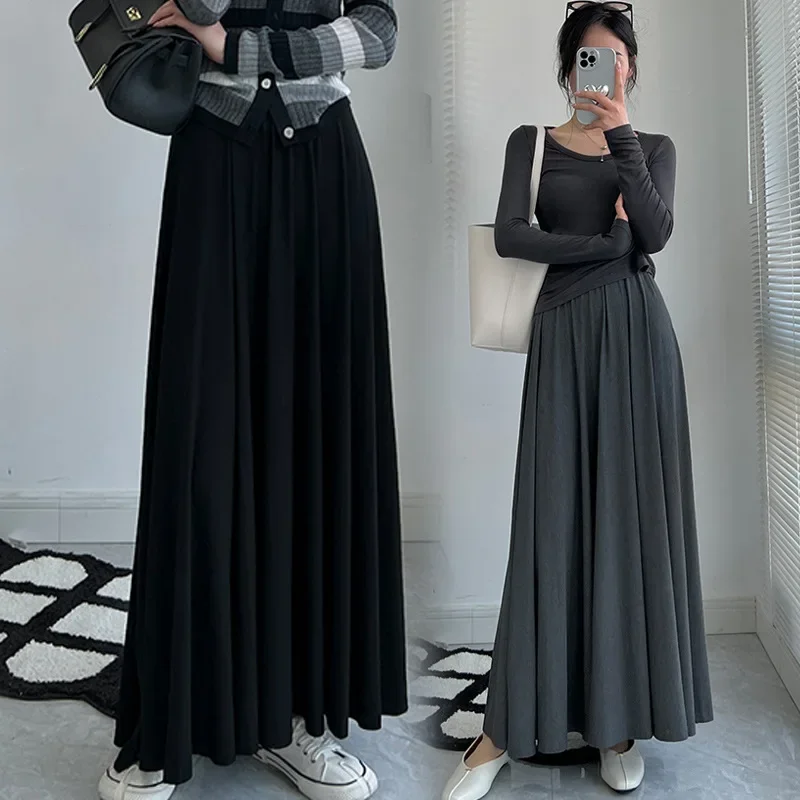 Pregnant Women Thickened Modal Skirt Spring Large Swing Pure Color A- Line Skirt Comfortable Bump Feelings Half-length