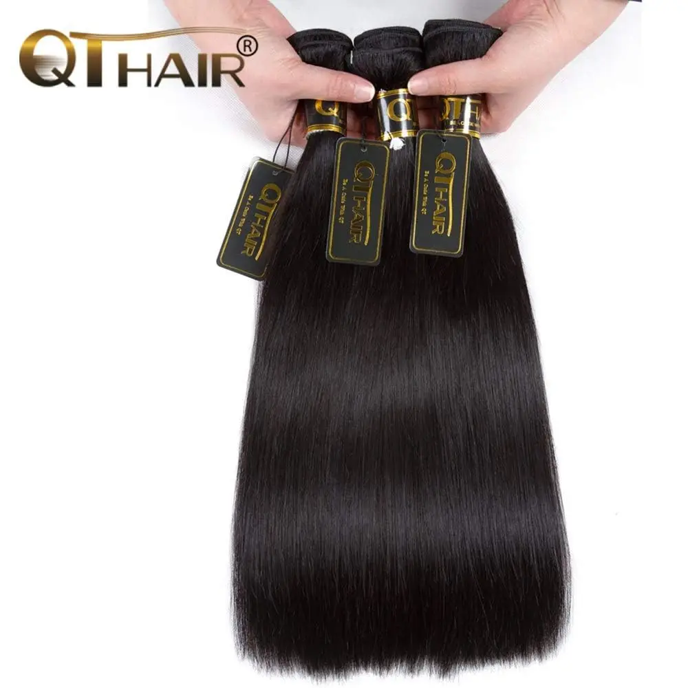 QT Brasiliani Fasci Del Tessuto Dei Capelli 40 32 pollici Capelli Lisci Bundles Pacchi Dei Capelli Umani di 100% Remy Brasiliano Lisci estensioni Dei Capelli - immagine 2