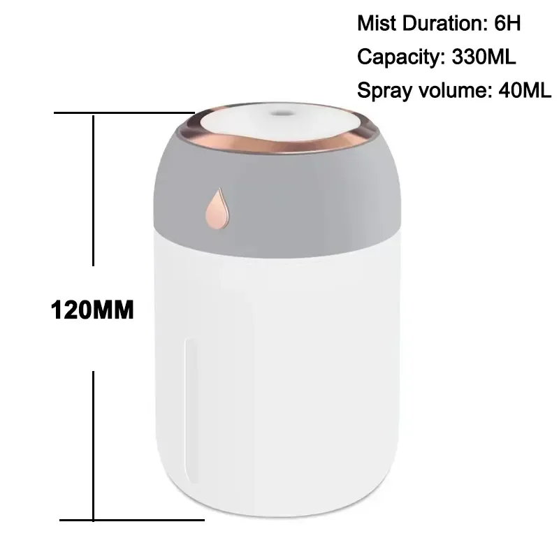 300ml Air Humidifier Portable Mini USB Aroma Diffuser With Cool LED Light Mist For Bedroom Home Car Plants Purifier 6