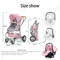 Poussette bébé 3 en 1, landau léger, poussette portable, poussette pour nouveau-né, siège auto bébé avec nacelle 6