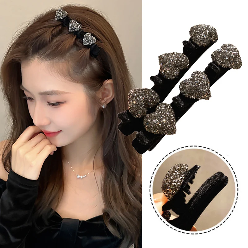 

Корейский стиль флокированные челки кристалл любовь заколки для волос оплетка заколки для волос для женщин девушка зажим челки боковые заколки аксессуары для волос