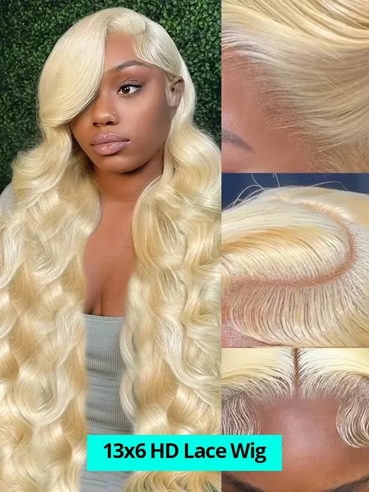 Blonde 613 Hd Lace Frontal Wigs 13x6 13x4 Transparent Hd Lace Front Wig Human Hair Brazilian 46 Inch Body Wave For Women 250%