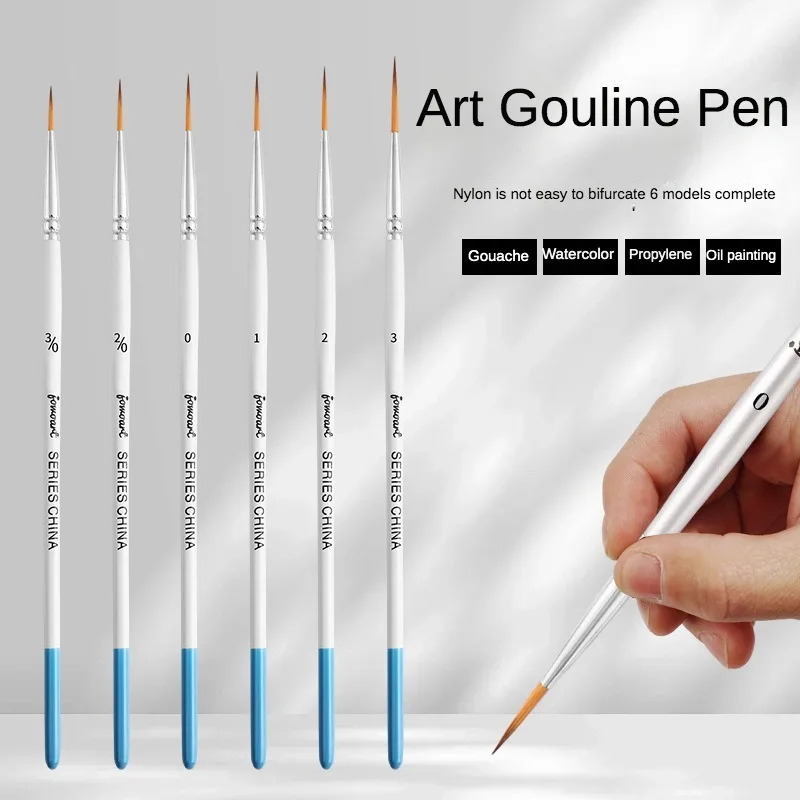 Paint Brushes 6 Pcs Set Artist Paint Brush Thin Pen Extra Long Fine Point Liner Tip #000#00#0#1#2#3 Scale Models Nail Acrylic Oil Watercolor