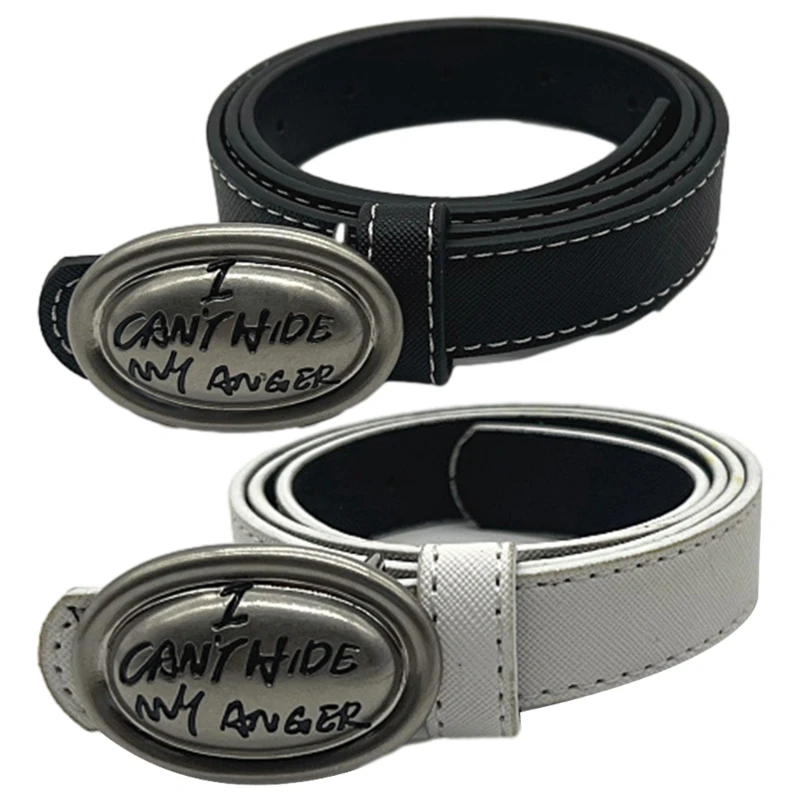 

PU Waist Belts with Carved Letter Buckle Wide Adjustable Waist Belt Woman Girls Jeans Dresses Skirt Coat Waistband