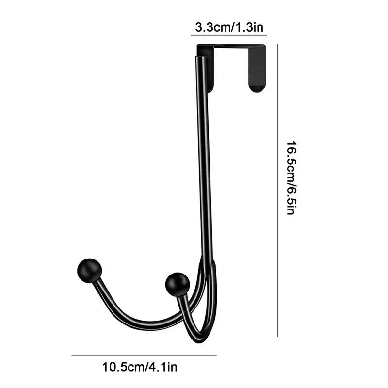 Metal Twin Hooks Metal Prong Shower Door Hooks Hanger Twin Hooks Organizer For Hang Coats Hats Robes Towels Black 6