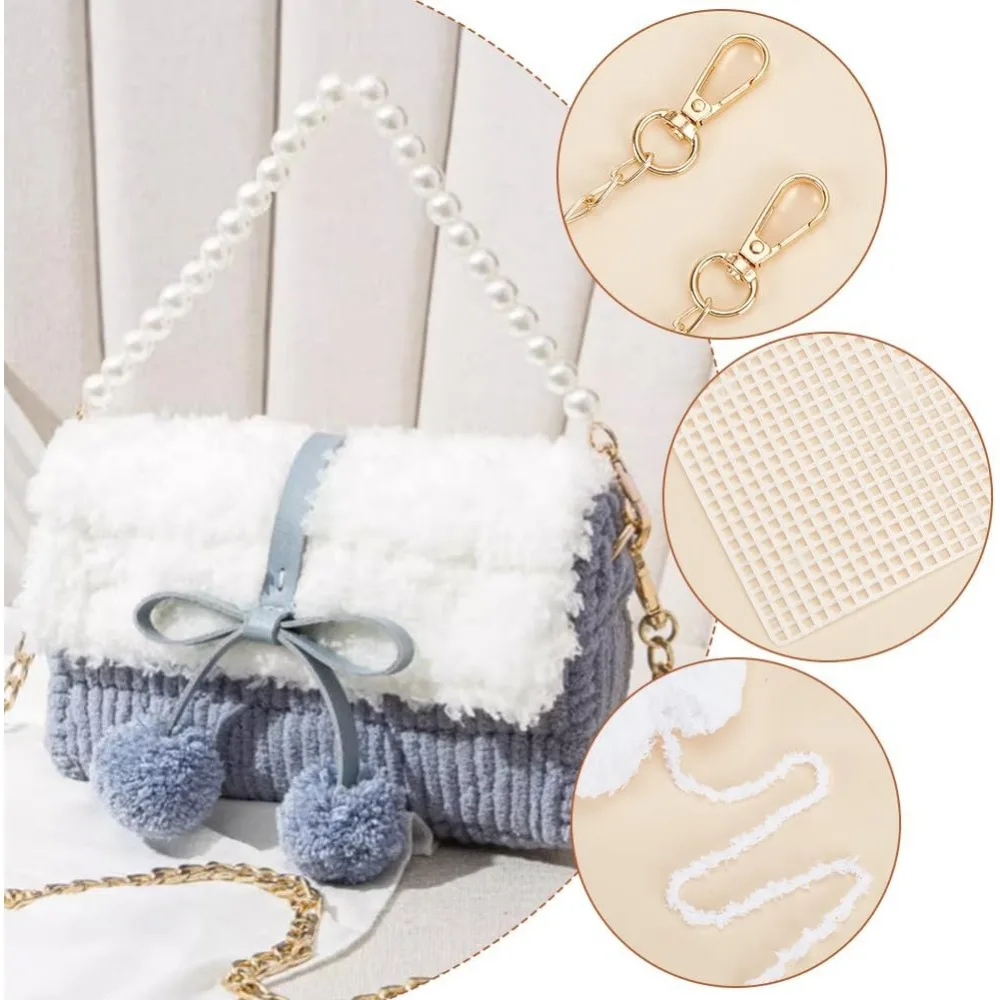 DIY Knitting Crochet Handbags Kit, Mesh Plastic Canvas Kit for