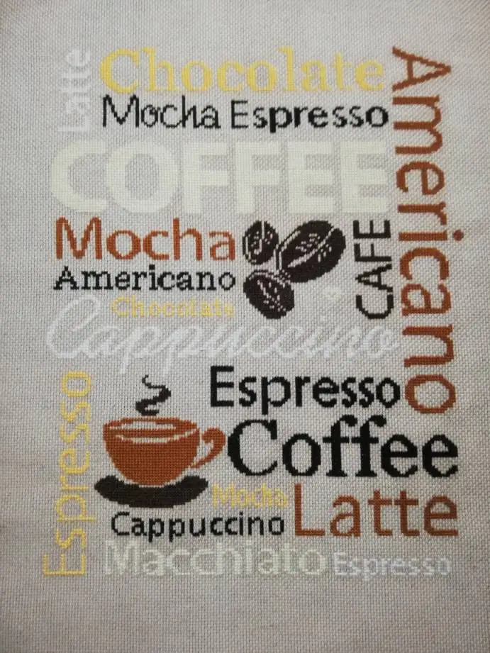 Coffee letter chocolate cross stitch kit design cotton thread 14ct 18ct flaxen canvas embroidery DIY needlework cross stitch kit