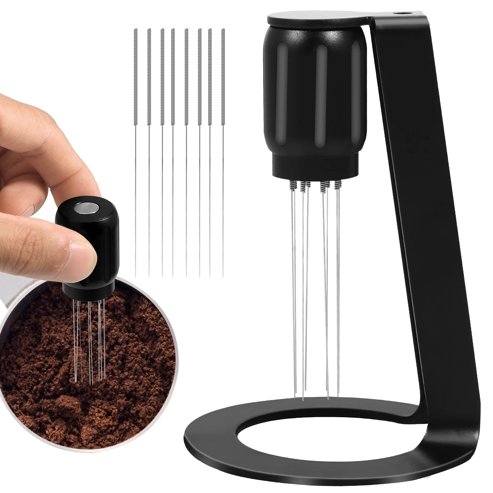 

Espresso Coffee Stirrer with Stand 0.4mm 8 Prong Coffee Stirrer Distributor with Magnetic Design Portable Espresso Distributor