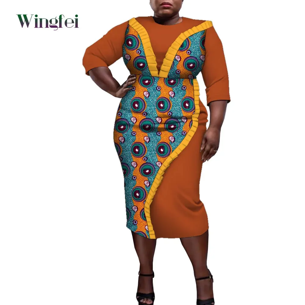 

Fashion African Dresses for Women Patchwork Asymmetric Dresses Ankara Floral Print Dashiki Women Outfit African Clothes WY9449