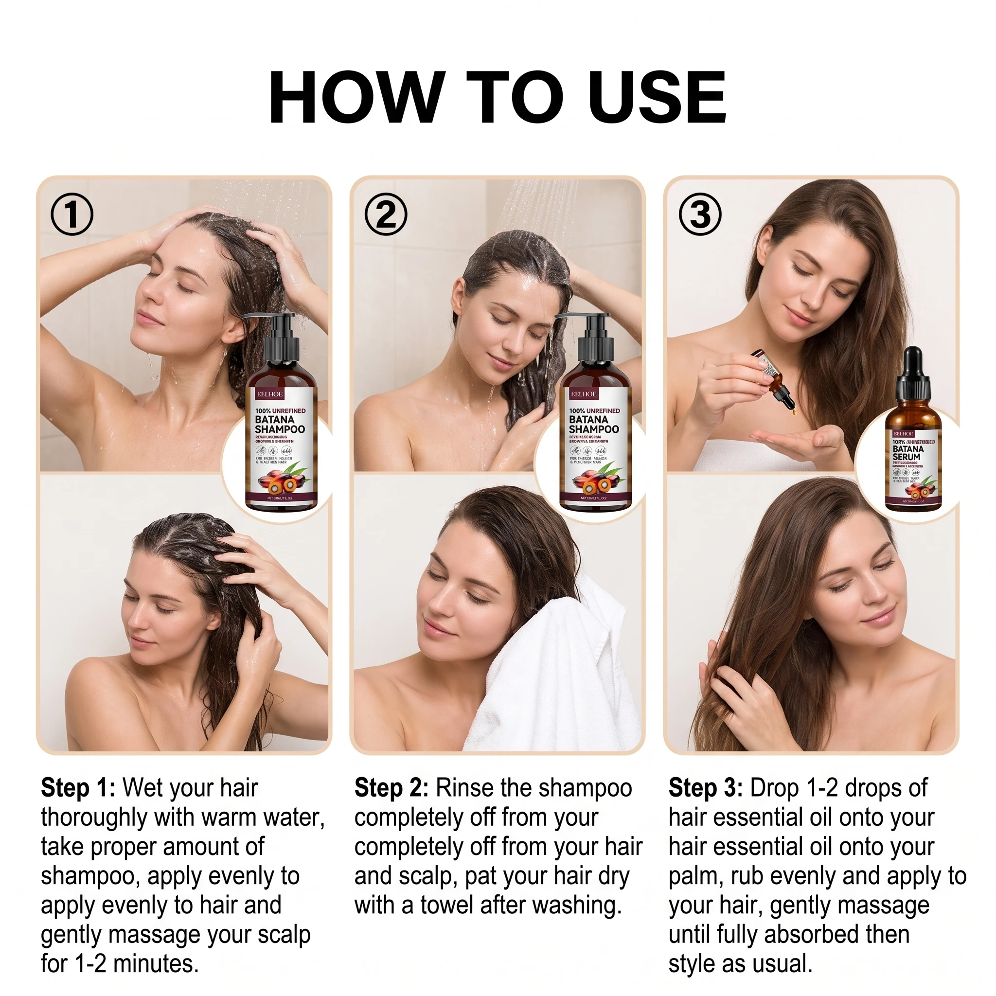 Set Shampoo all'Olio di Batana, Siero per Capelli, Trattamento Nutriente Profondo, Riparazione Capelli Secchi e Crespi, Trattamento Naturale per Capelli Lisci e Lucenti - immagine 5