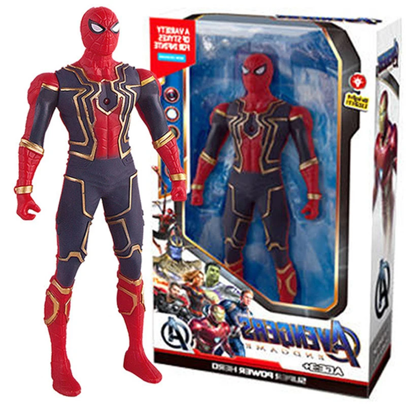 Marvel Spider Man Model Kit Hulk Iron Man Anime Toys PVC Activity Splices Luminous Doll Series Boy Children Birthday Gift