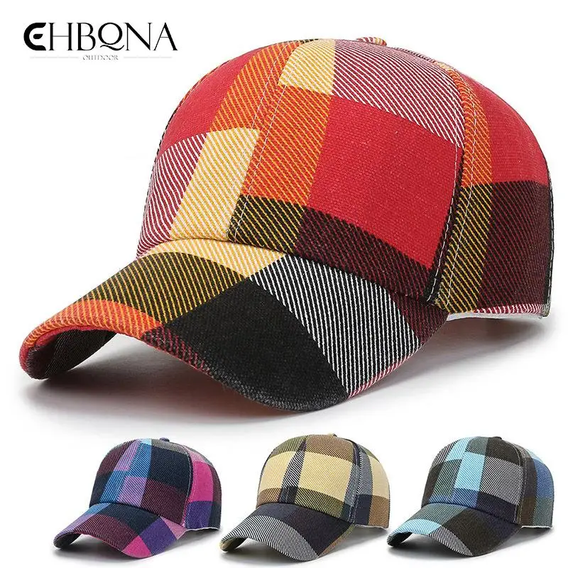 Spring Summer Women Men Plaid Baseball Caps Sun Hat Outdoor Sports