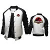 Youth Men's Baseball Coats Patchwork PU Sleeve Stand Collar Jackets Outerwear JURASSIC PARK Dinosaur World Graphic Men Jacket 2