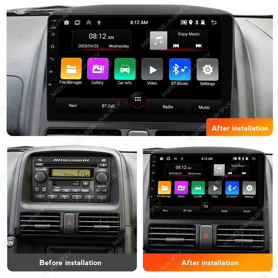 MEKEDE 혼다 CRV 2002 2005 무선 카플레이, 자동차 멀티미디어 비디오 플레이어, 와이파이 RDS, GPS 네비게이션, 스테레오, 안드로이드 13