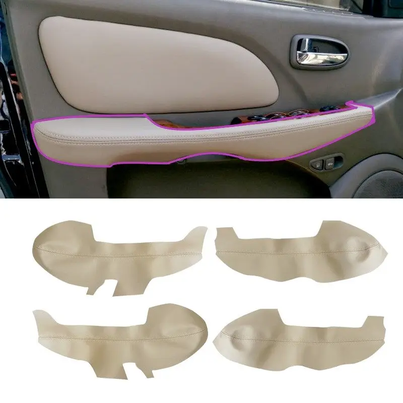 For Hyundai Sonata 2004 2005 2006 2007 2008 Color Beige Microfiber Leather Car Interior Door Armrest Panel Cover Trim