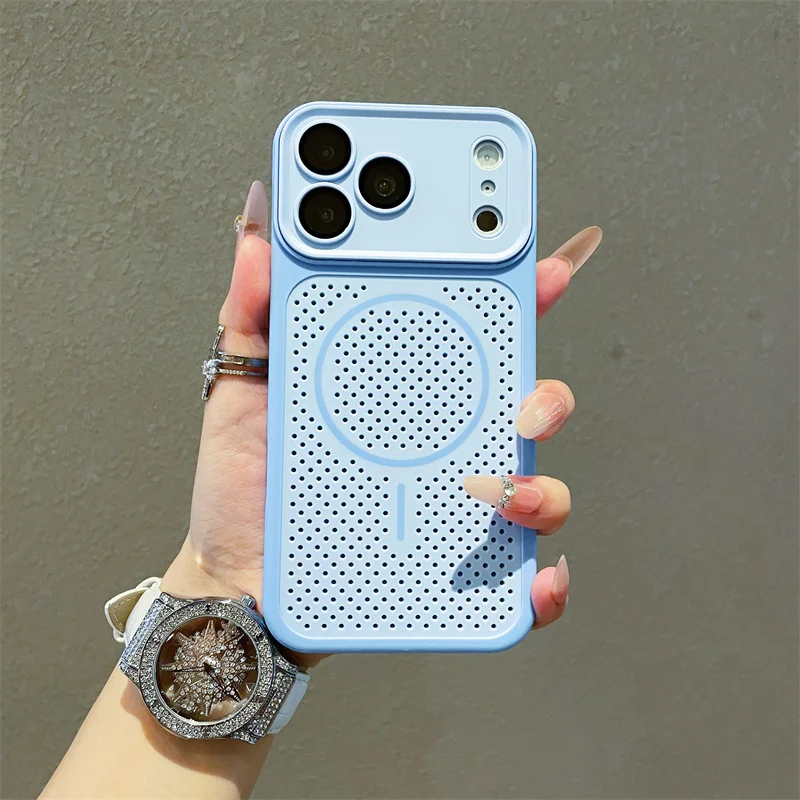 Honeycomb Magnetic Heat Dissipation Candy Color Phone Case with Closed Camera Lens & Anti-Fall Protection