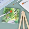 3pcs/6pcs Mini Canvas And Easel Set Mini Canvas Panels Mini Wood Easels,  For Kids Drawing, Oil Painting And DIY Graffiti 4