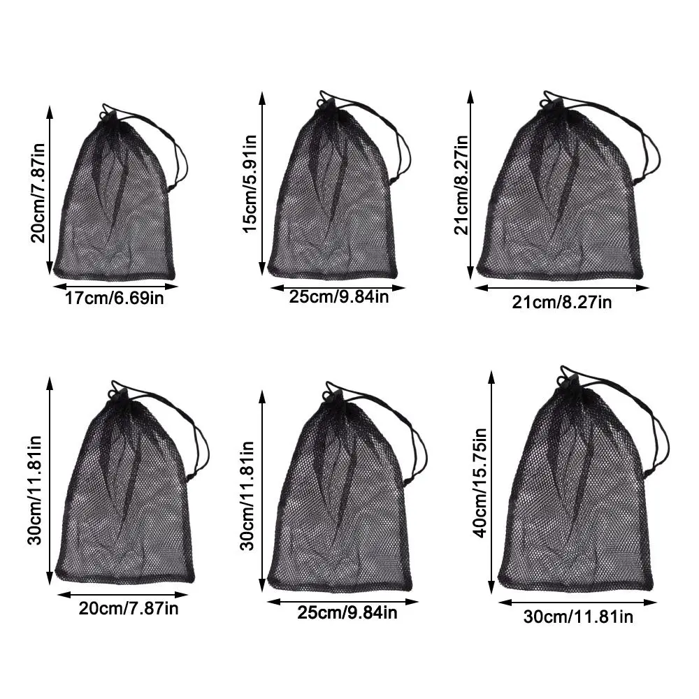 Nylon Mesh Storage Pouch Bag Black for Home Travel Outdoor