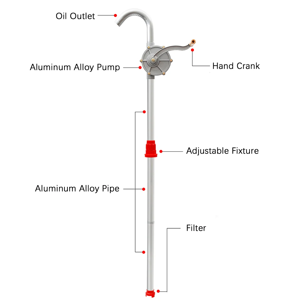 Manual Fuel Diesel Pump Hand-operated Petroleum Pump for 200L Oil Drum Car Truck Heavy Light Oil Extraction Transfer Tool