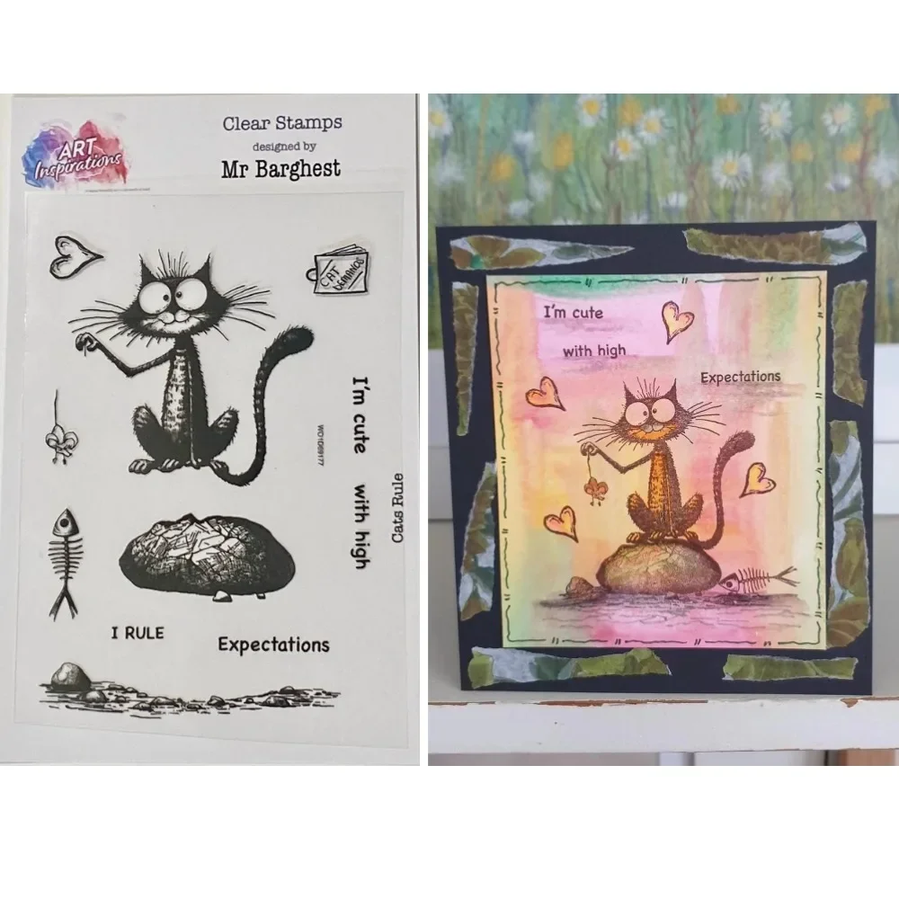 Прозрачные силиконовые штампы с кошачьими линиями для рукоделия, скрапбукинга, товары для рукоделия, штампы для фотоальбома, изготовления открыток