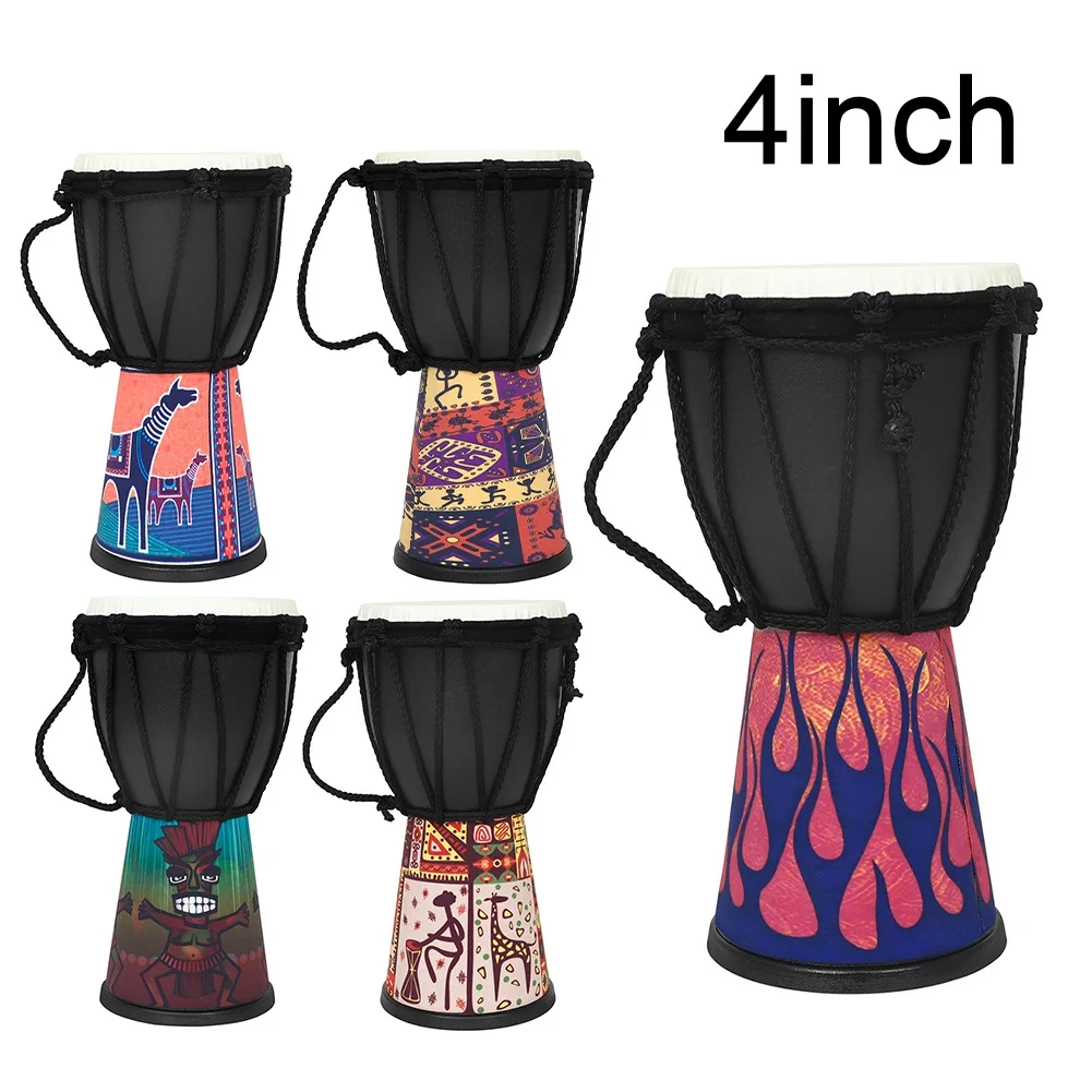 

4-дюймовый цветной барабан Djembe в Западном африканском стиле, обучающий ручной барабан, профессиональный аксессуар для музыкального инструмента