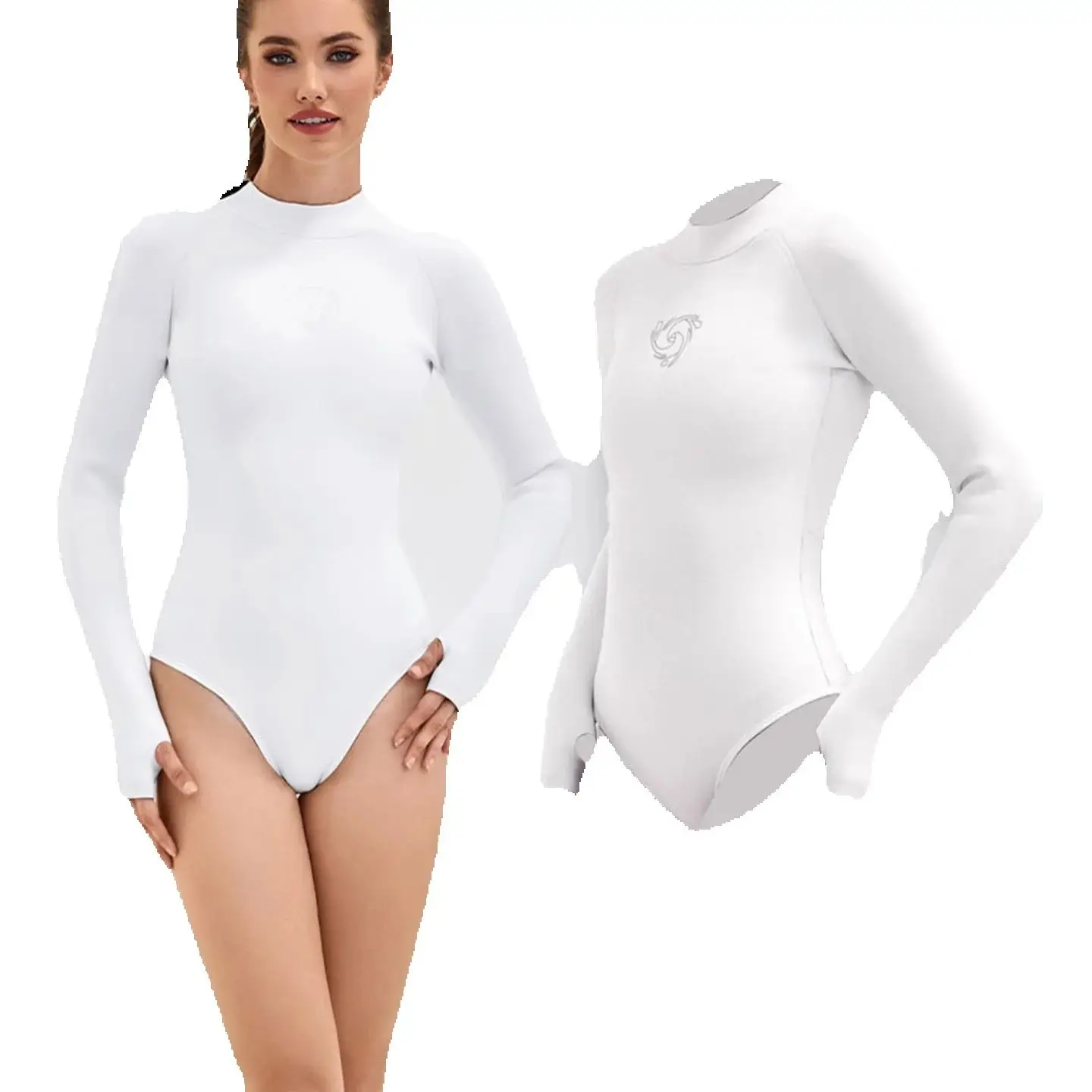 Elastic CR 2.5mm Neoprene Bikini Wetsuit Women Long Sleeve Skin Diving Suit Sun-proof Surfing Snorkeling One Piece Swimwear diving suits